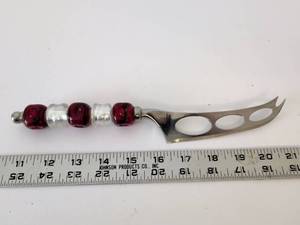 lot 2062 image: Cheese Server or Spreader Knife with Beaded Handle 8 inch