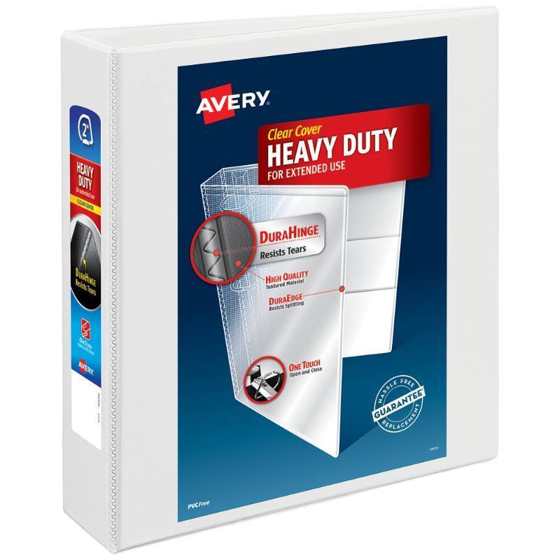 lot 1014 image: Avery Heavy-Duty View 3 Ring Binder, 2 One Touch Slant Rings, Holds 8.5 x 11 Paper, 1 White Binder (05504) - Retail $15
