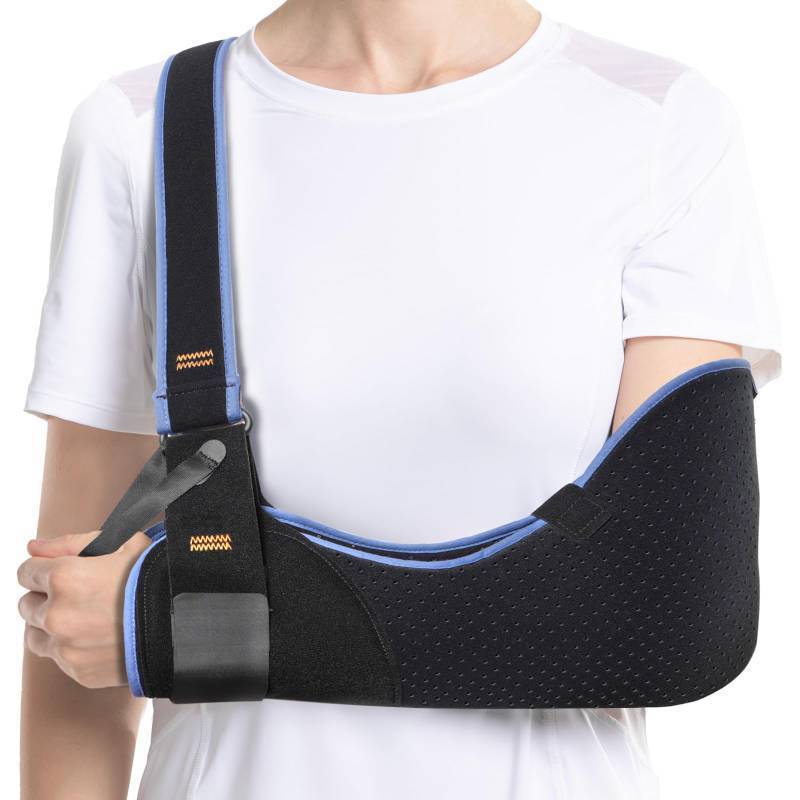 lot 1018 image: Velpeau Arm Sling Shoulder Immobilizer for Women and Men, fit Left or Right Arm - Rotator Cuff Support Brace - Medical Sling for Shoulder, Clavicle, Elbow Injury (Comfort type, L Bust 33.5��-41��) Retail $26