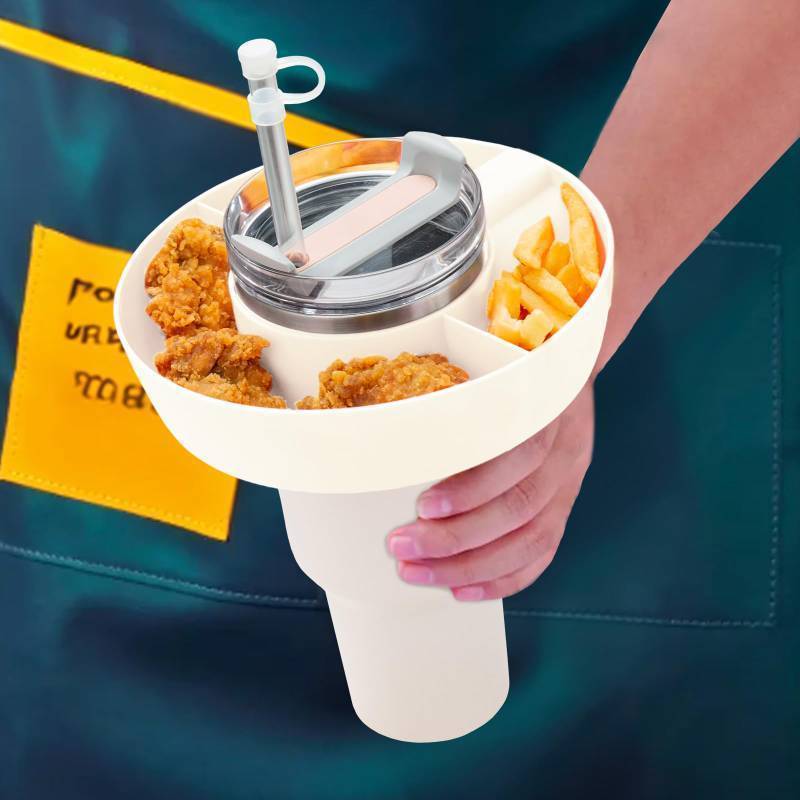 lot 1015 image: DMTINTA Snack Bowl for Stanley 40 oz Tumbler with Handle, Tumbler Snack Tray Compatible with Stanley Cup 40 oz with Handle, Reusable Snack Ring for Stanley Cup Accessories,Snack Bowl Cream Retail $11