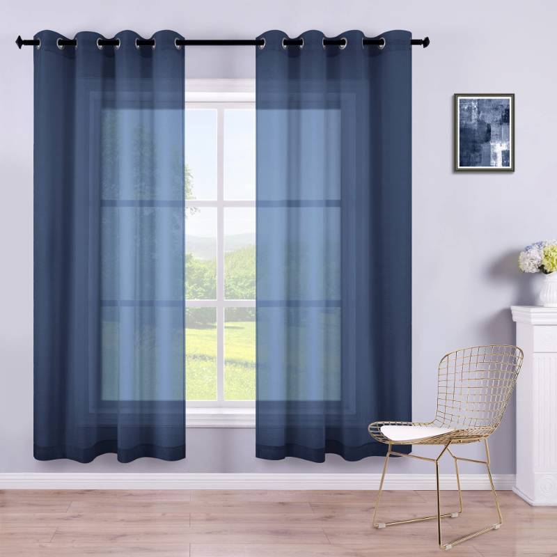 lot 1117 image: KOUFALL Kids Curtains for Bedroom 2 Panel Set, Semi Sheer Sprots Themed Gaming Curtains for Boys Room,63 Inch Length,Navy Blue Retail $18.99