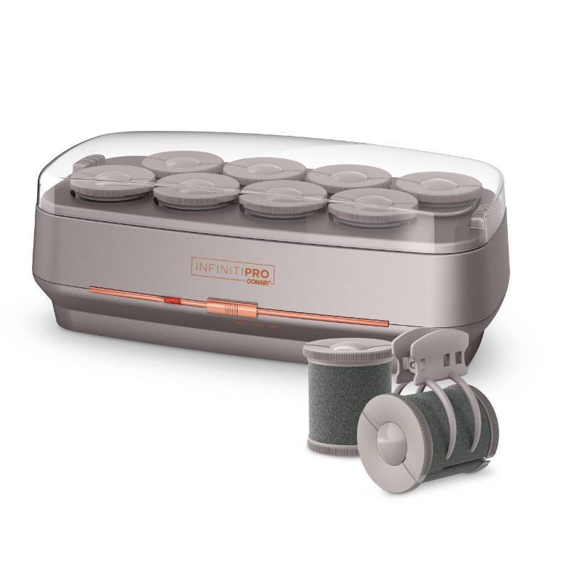 lot 1093 image: INFINITIPRO BY CONAIR Ceramic Flocked Hot Rollers for Long, Medium, and All Hair - Hair Curler - Hair Roller Clips Included - 2 inch Rollers - Retail $43