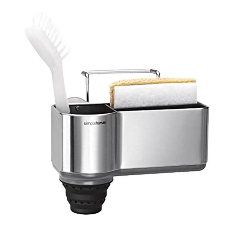 lot 1091 image: simplehuman Sink Caddy Sponge Holder, Brushed Stainless Steel - Retail $25