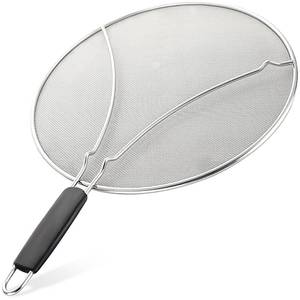 lot 1021 image: Zulay Kitchen Splatter Screen for Frying Pan (13) - Grease Splatter Guard for Frying Pan - Oil Splatter Guard - Oil Splash Guard for Frying Pan - Stainless Steel Grease Screen for Stove Top (Black) - Retail $14