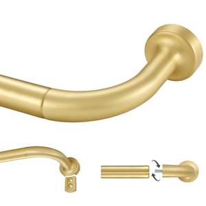 lot 1060 image: Lwiiom Brass Window Curtain Rod, 28-56 Inch, 1 Inch Diameter, Adjustable with Aluminum Finials and Brackets, Wrap Around Design - Retail $29