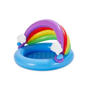 lot 1068 image: Summer Waves Inflatable Rainbow Baby Shade Kiddie Pool with Soft Cushioned Base - Retail $48