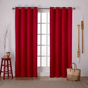 lot 1101 image: Twill Woven Room Darkening Blackout Grommet Top Curtain Panel Pair, 88x80, Chili - Retail $22