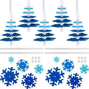 lot 1121 image: Buryeah 24 Sets Blue Snowflake Christmas Ornament Craft Kit Felt DIY - Retail $16