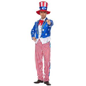 lot 1132 image: EraSpooky Deluxe Mens Uncle Sam Costume July Fourth Patriotic Party Fancy Dress - Retail $43