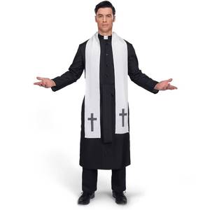 lot 1138 image: Spooktacular Creations Halloween Priest Costume Men, Classic Father Priest Robe, Halloween Costume Men for Dress Up Cosplay Party (Large) - Retail $30