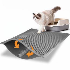 lot 1141 image: Pieviev Litter Box Mat, Double-Layer Urineproof Design, 30 x 24 Gray - Retail $26