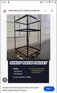 lot 1142 image: Elite Agriculture Shelf Rack Pallet 40x48x84 600kg Load Capacity 600kg - Retail $89