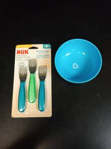 lot 1153 image: NUK Kiddy Cutlery Fork Set 18m with Bowl - Retail $18