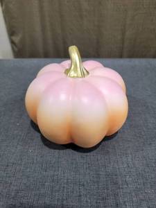 lot 603 image: Decorative Pumpkin with Gold Stem Pink and Peach Ombre