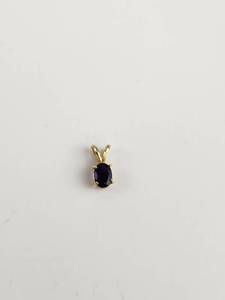 14k Gold Oval Amethyst Solitaire Pendant&nbsp;