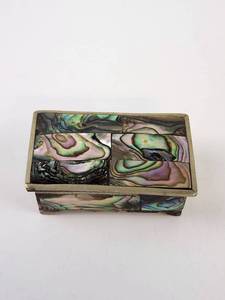 lot 95 image: Vintage Mexican Alpaca Silver and Abalone Trinket Box