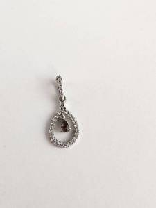 lot 119 image: Teardrop Pendant with Center Stone Sterling Silver