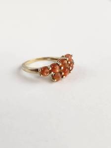 lot 126 image: .925 Sterling Silver Ring Orange Cabochon Cluster Ring&nbsp