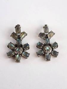 lot 136 image: Sterling Silver Pair of Labradorite Cross Pendant Earrings