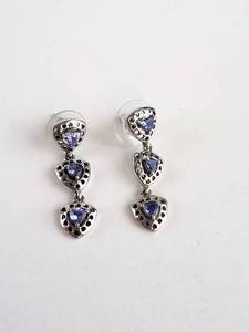 lot 141 image: .925 Sterling Silver Purple Trillion Gemstone Dangle Earrings