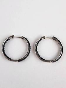 lot 143 image: Pair of Black Onyx Hoop Earrings PJC 925