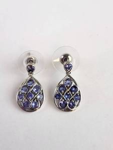 lot 144 image: .925 Sterling Silver Purple Gemstone Teardrop Dangle Earrings&nbsp