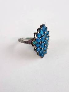 lot 145 image: SGL .925 Sterling Silver Blue Gemstone Statement Ring&nbsp