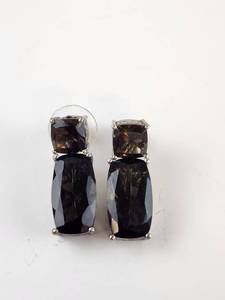 lot 158 image: Sterling Silver STS 925 Smoky Quartz Drop Earrings Pair