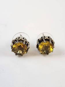 lot 159 image: Pair of Yellow Citrine Earrings with .925 Ornamental Settings