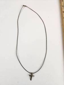 lot 161 image: Cross Pendant Necklace on Metal Snake Chain All .925