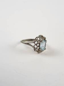 lot 164 image: Sterling Silver Blue Topaz Filigree Ring .925