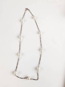 lot 166 image: .925 Pearl Necklace with Figaro Link Chain