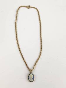 lot 184 image: Avon Childs Cameo Pendant Necklace Blue White Oval