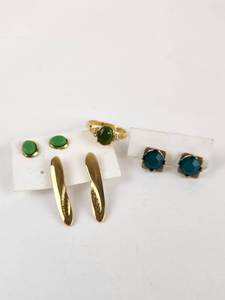 lot 215 image: Gold-Tone Jewelry Lot Ring Earrings Ring