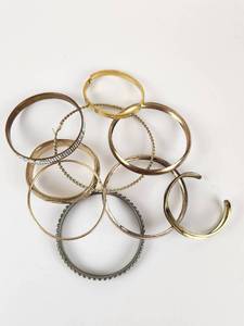 lot 216 image: Lot of Bangle Bracelets with Rhinestone and Textured Details