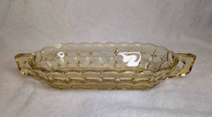lot 526 image: Amber Glass Dish with Handles