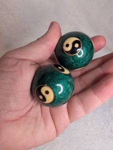Pair of Green Yin Yang Baoding Balls&nbsp;