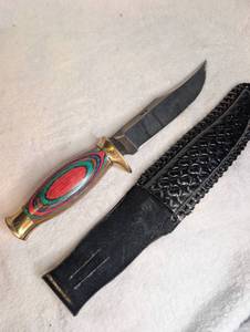 Pakistan Hunting Knife with Colorful Layered Handle and Sheath