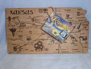 lot 2001 image: Totally Bamboo Destination Kansas Laser-Etched Cutting & Serving Board 16.3 x 9.1