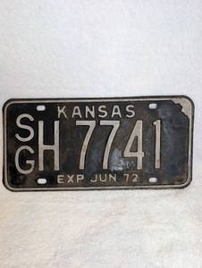 lot 2002 image: Kansas License Plate SH 7741 EXP JUN 72