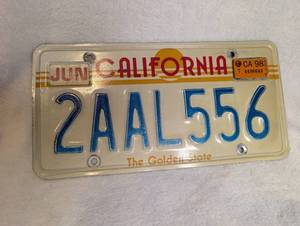 lot 2004 image: California License Plate 2AAL556 June The Golden State