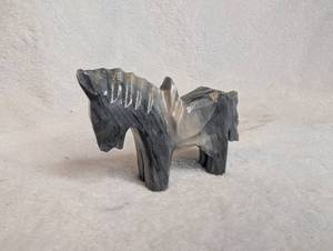 lot 2100 image: Carved Stone Horse Figurine Small Sculpture