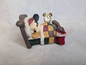 lot 2521 image: Mickey Mouse Sleeping in Bed Christmas Figurine&nbsp