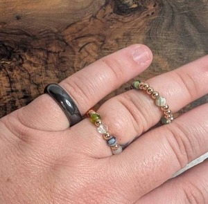 lot 3103 image: 2 Beaded Rings  Hematite Ring&nbsp
