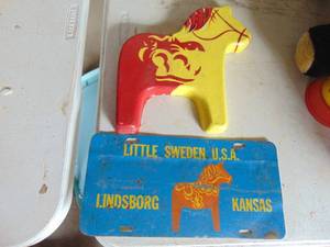 lot 3836 image: Large aluminum Swedish horse and tag
