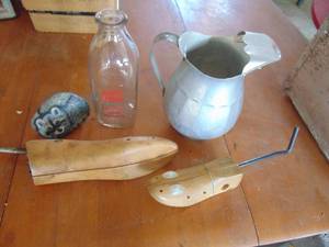 lot 3879 image: Shoe Stretchers - Milk Container - Aluminum Pitcher and More