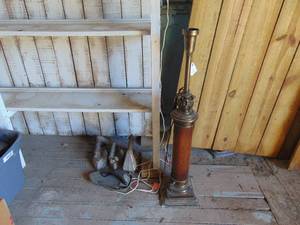 lot 3468 image: WoodenMetal Floor Lamp