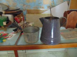 lot 3470 image: Enamel ware pitcher and more