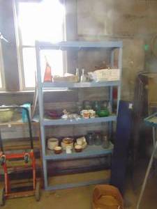 lot 3922 image: Shelving and Contents - Vintage Jars and More