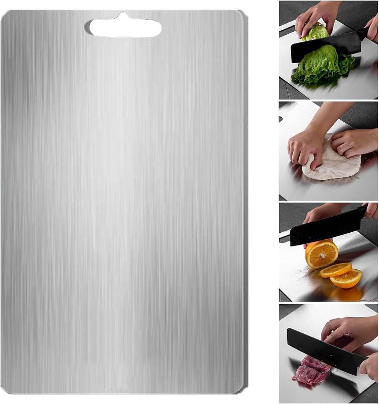 lot 3700 image: Titanium Cutting Board - Stainless Steel Cutting Board, 100% Pure Titanium Cutting Boards for Kitchen, Perfect for Various Cooking Tasks (13.3  9.0 in 34  23cm ), Large